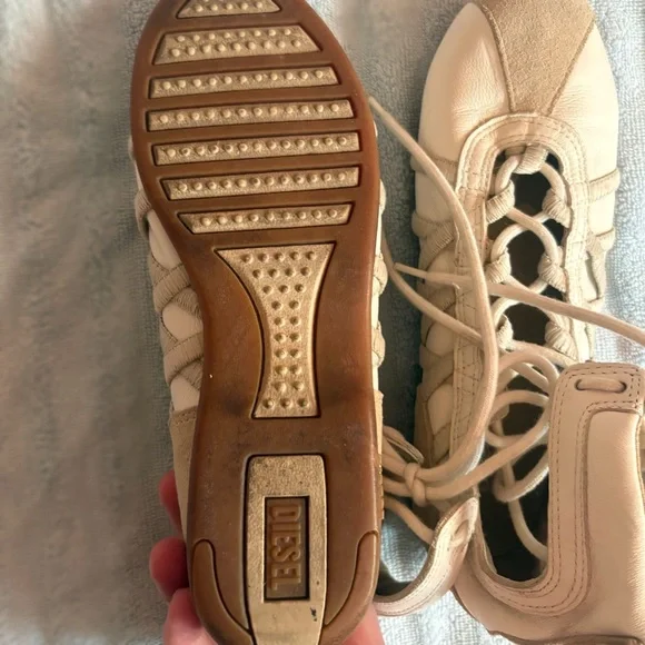 Vintage Diesel Cream Lace-Up Sneaker/ Ballet Flats - Picture 9 of 10